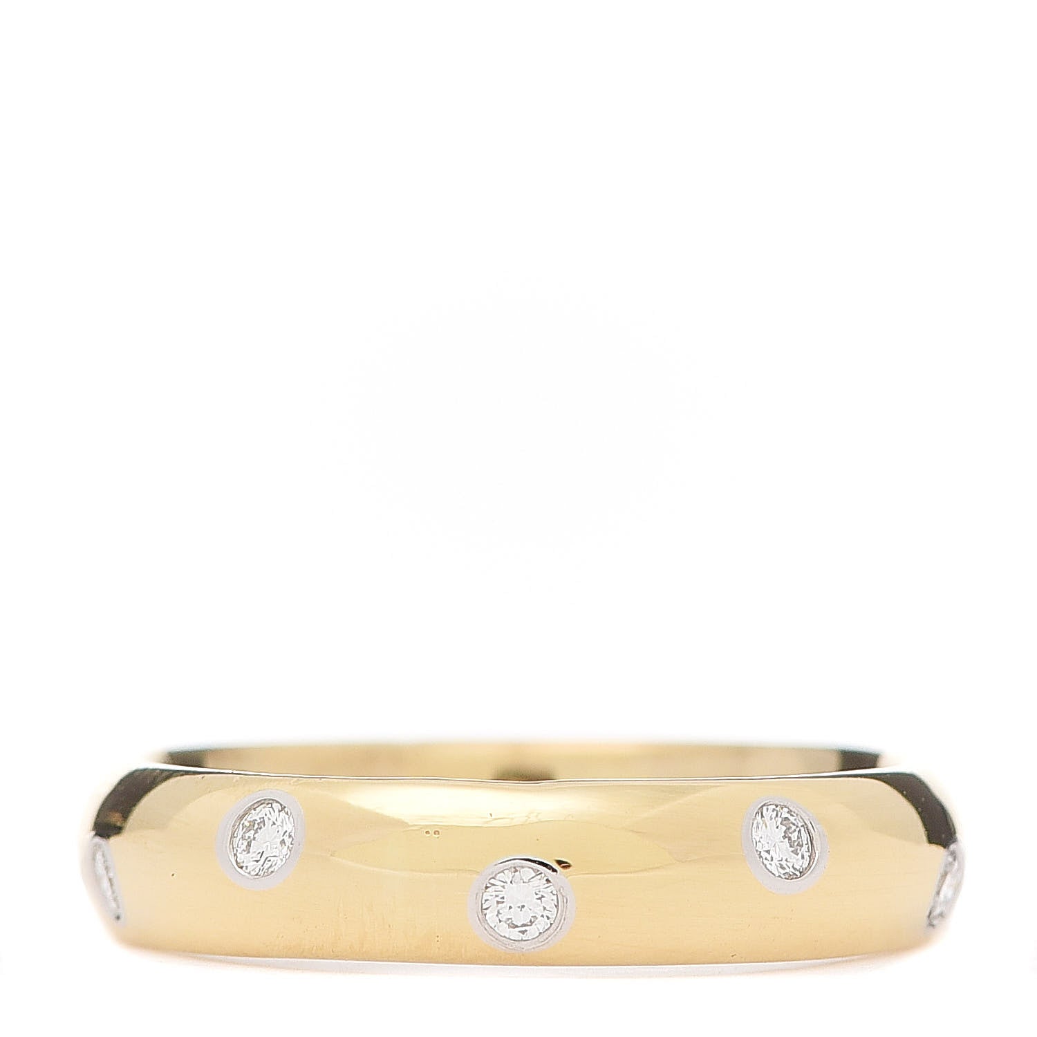Tiffany 18K Yellow Gold Platinum Diamond 4mm Etoile Band Ring 54 6.75 3 of 7