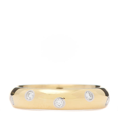 Tiffany 18K Yellow Gold Platinum Diamond 4mm Etoile Band Ring 54 6.75 3 of 7