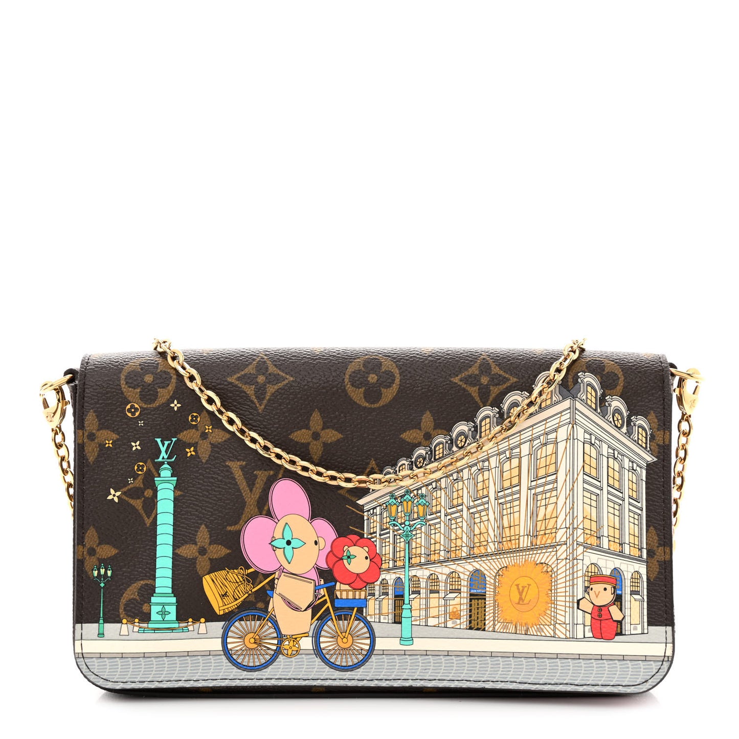 Monogram 2022 Christmas Animation Paris Pochette Felicie Chain Wallet Pink