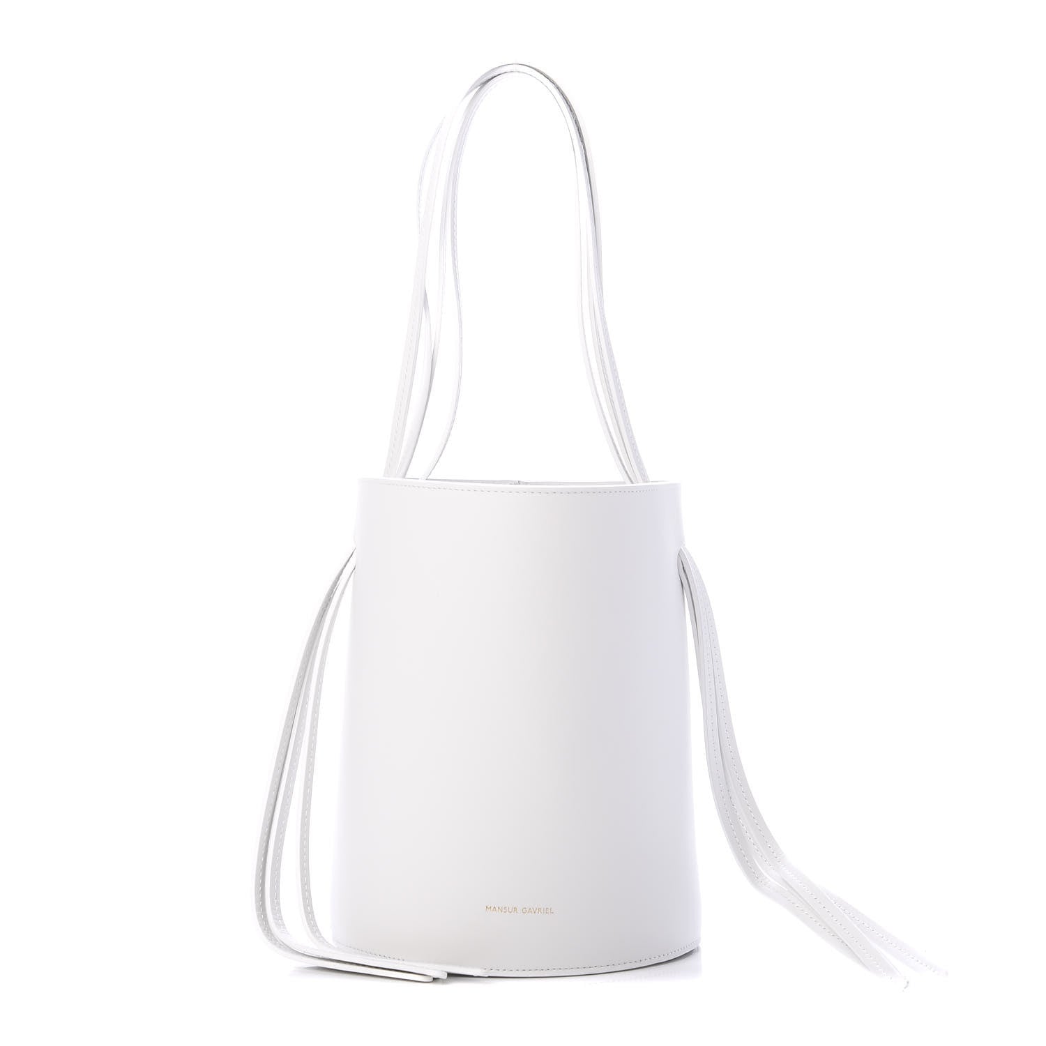 Mansur Gavriel Calfskin Fringe Bucket Bag White 1 of 8