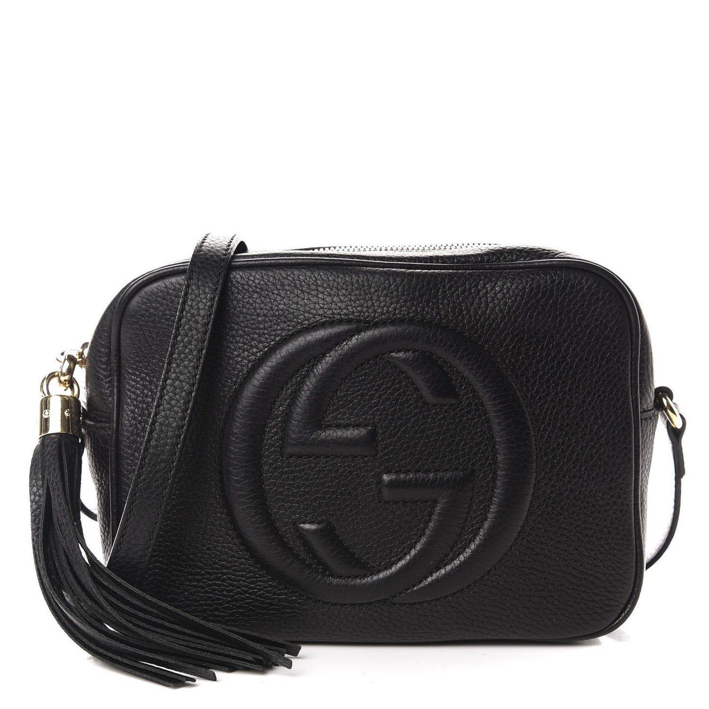 Pebbled Calfskin Small Soho Disco Bag Black
