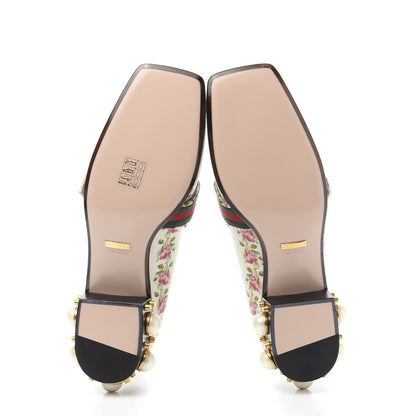 Gucci Calfskin Web Pearl Floral Embellished Peyton Loafer 39 White Multicolor 6 of 10