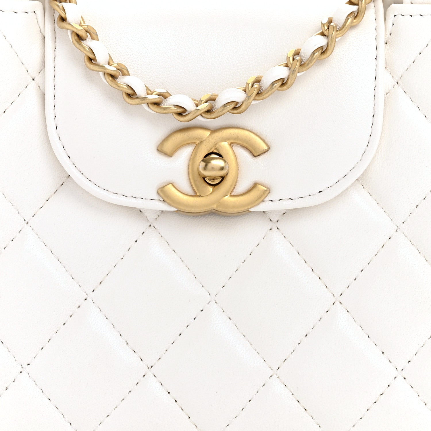 Chanel Shiny Aged Calfskin Quilted Nano Kelly Shopper White 9 of 12