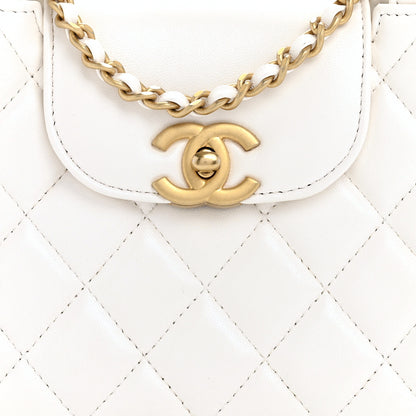 Chanel Shiny Aged Calfskin Quilted Nano Kelly Shopper White 9 of 12