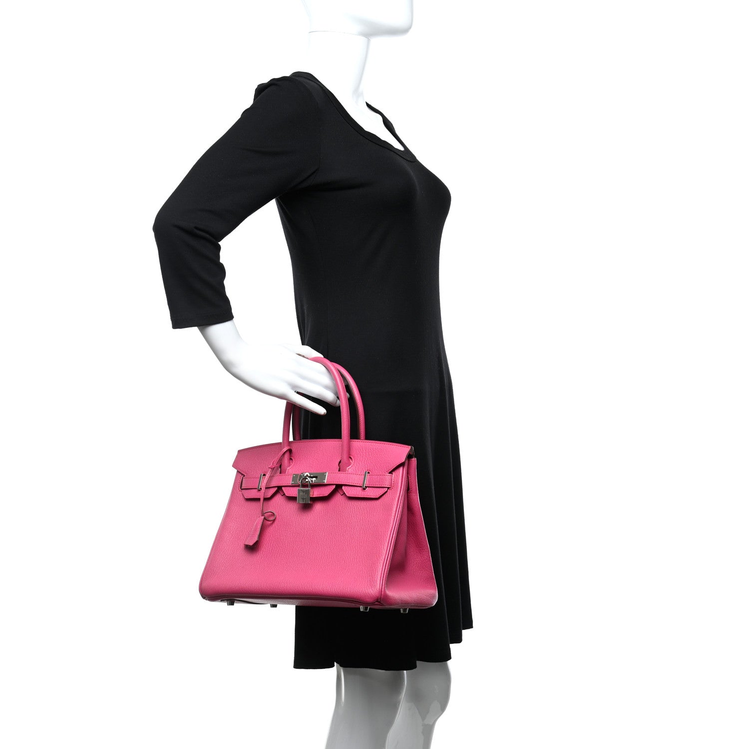 Hermes Chevre Mysore Birkin 30 Rose Shocking 2 of 10