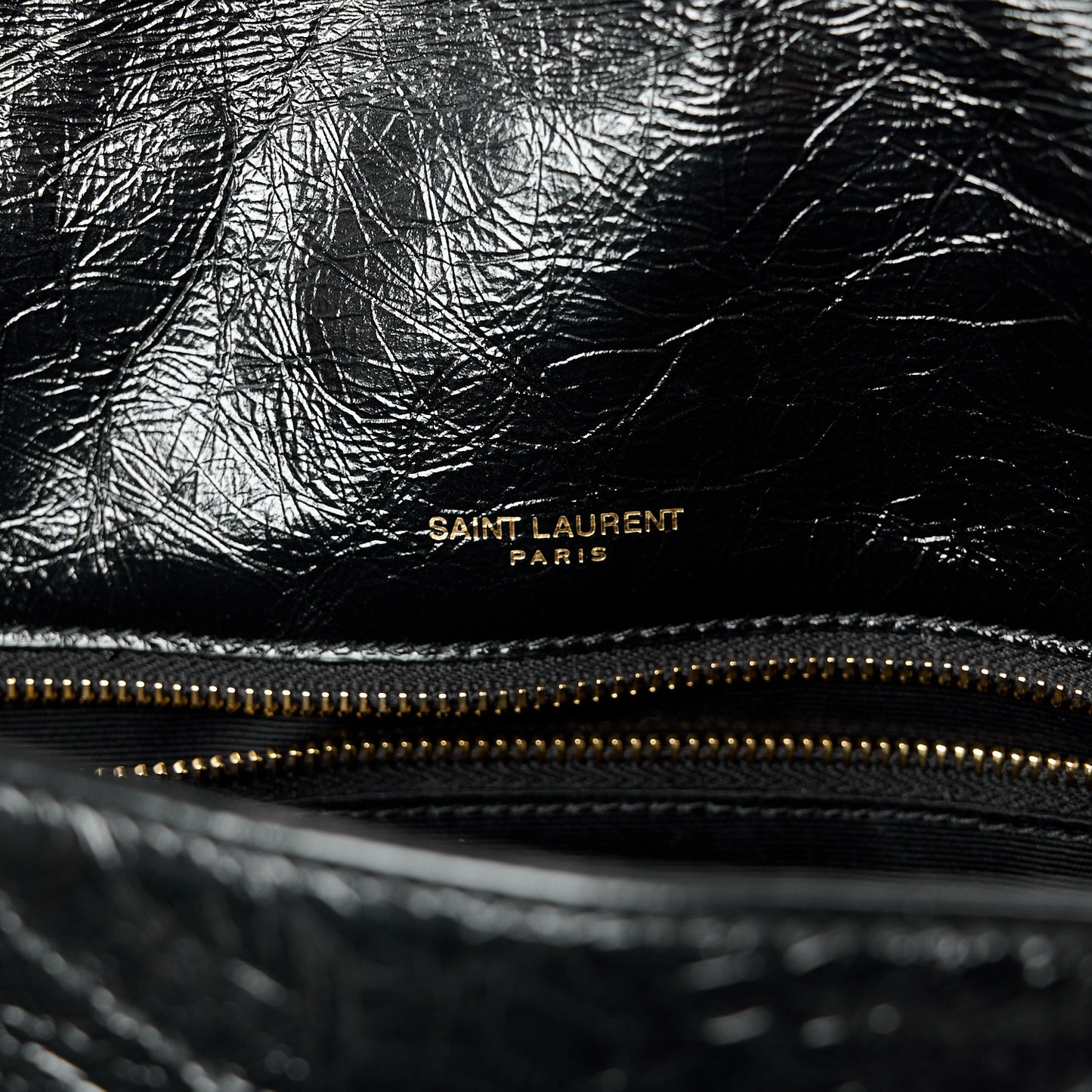 Crinkled Calfskin Matelasse Monogram Medium Niki Chain Satchel Black