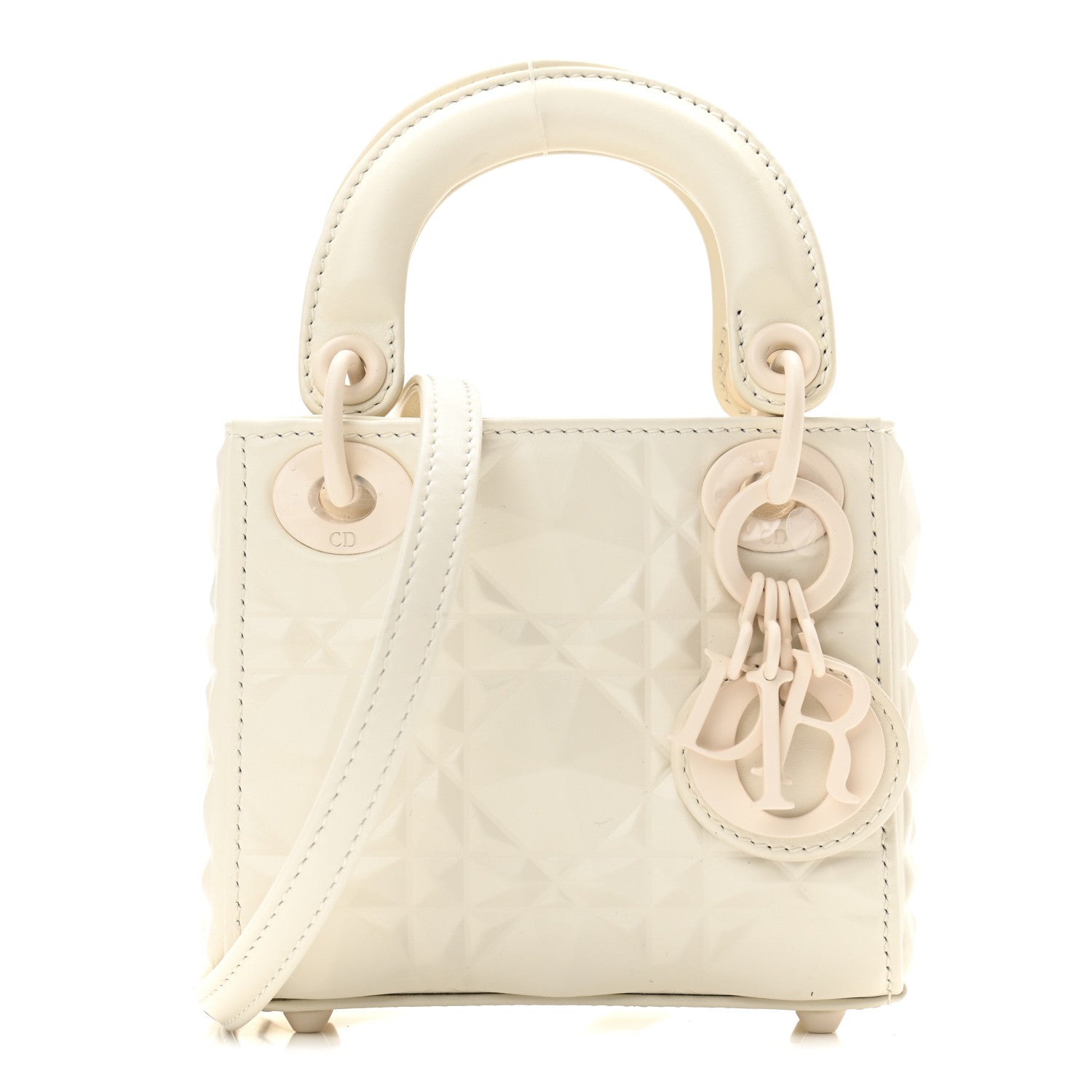 Christian Dior Calfskin Cannage Diamond Micro Lady Dior Latte 1 of 10