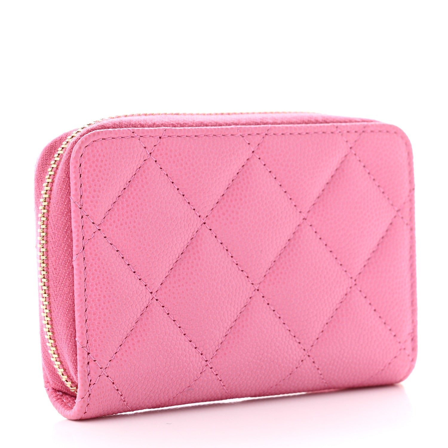 Chanel Caviar Quilted Enamel CC Zip Around Coin Purse Pink 4 of 11