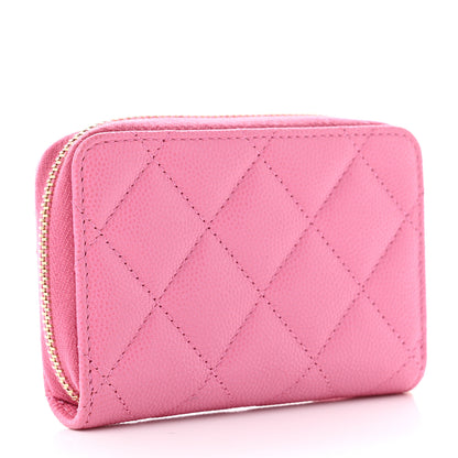 Chanel Caviar Quilted Enamel CC Zip Around Coin Purse Pink 4 of 11