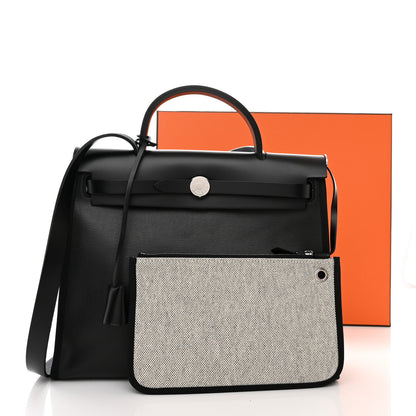 Hermes Toile H Berline Vache Hunter Herbag Zip PM 31 Black Ecru 12 of 12