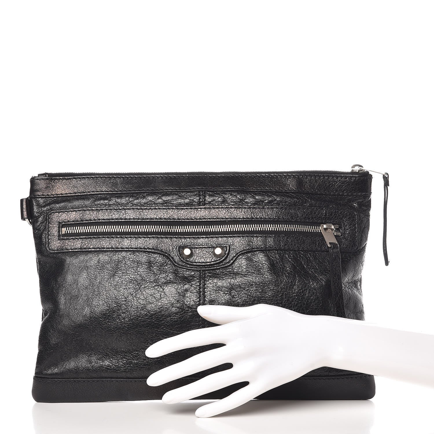 Balenciaga Agneau Arena Classic Hardware Clutch Black 2 of 8