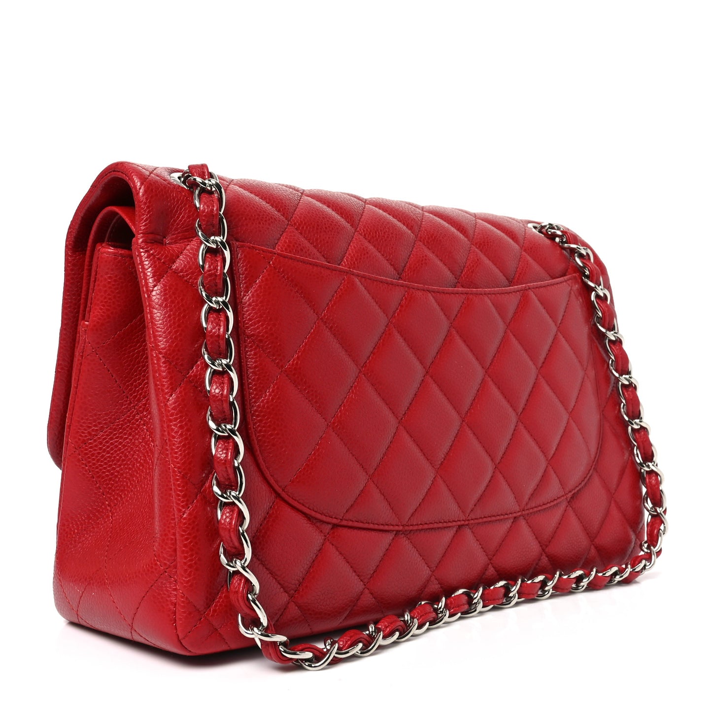 Caviar Quilted Jumbo Double Flap Red
