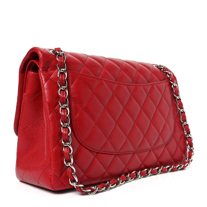 Chanel Caviar Quilted Jumbo Double Flap Red 2 of 10