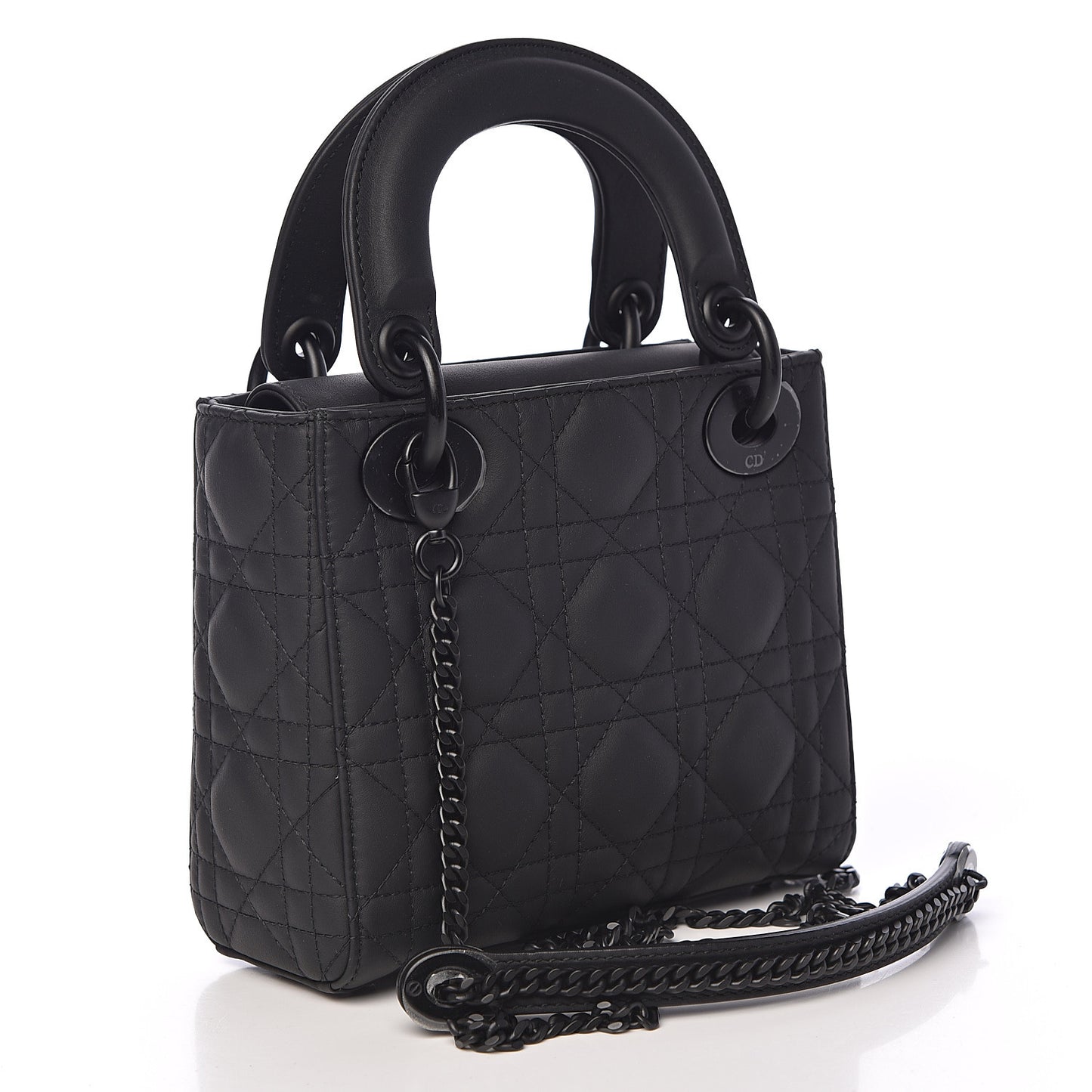 Ultra Matte Calfskin Cannage Mini Lady Dior Black