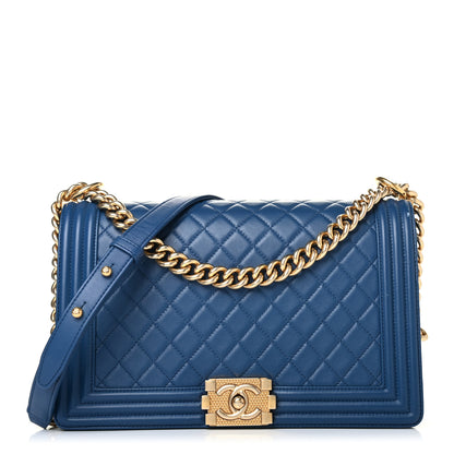 Chanel Lambskin Quilted New Medium Boy Flap Dark Navy Blue 1 of 4