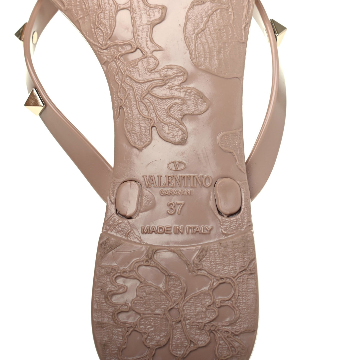 PVC Jelly Rockstud Bow Thong Sandals 37 Poudre