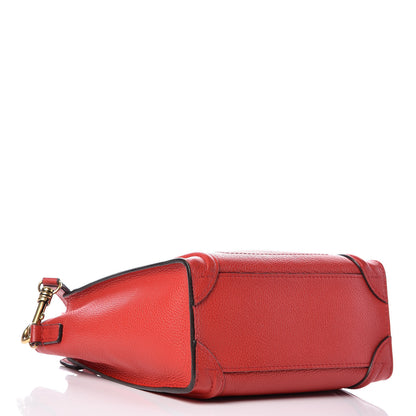 Celine Drummed Calfskin Nano Luggage Coquelicot 4 of 10