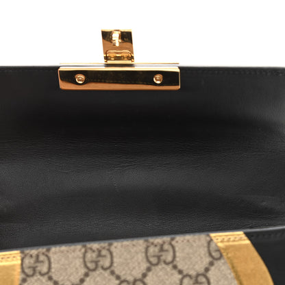 Gucci Calfskin GG Supreme Monogram Small Padlock Shoulder Bag Black Gold 12 of 13