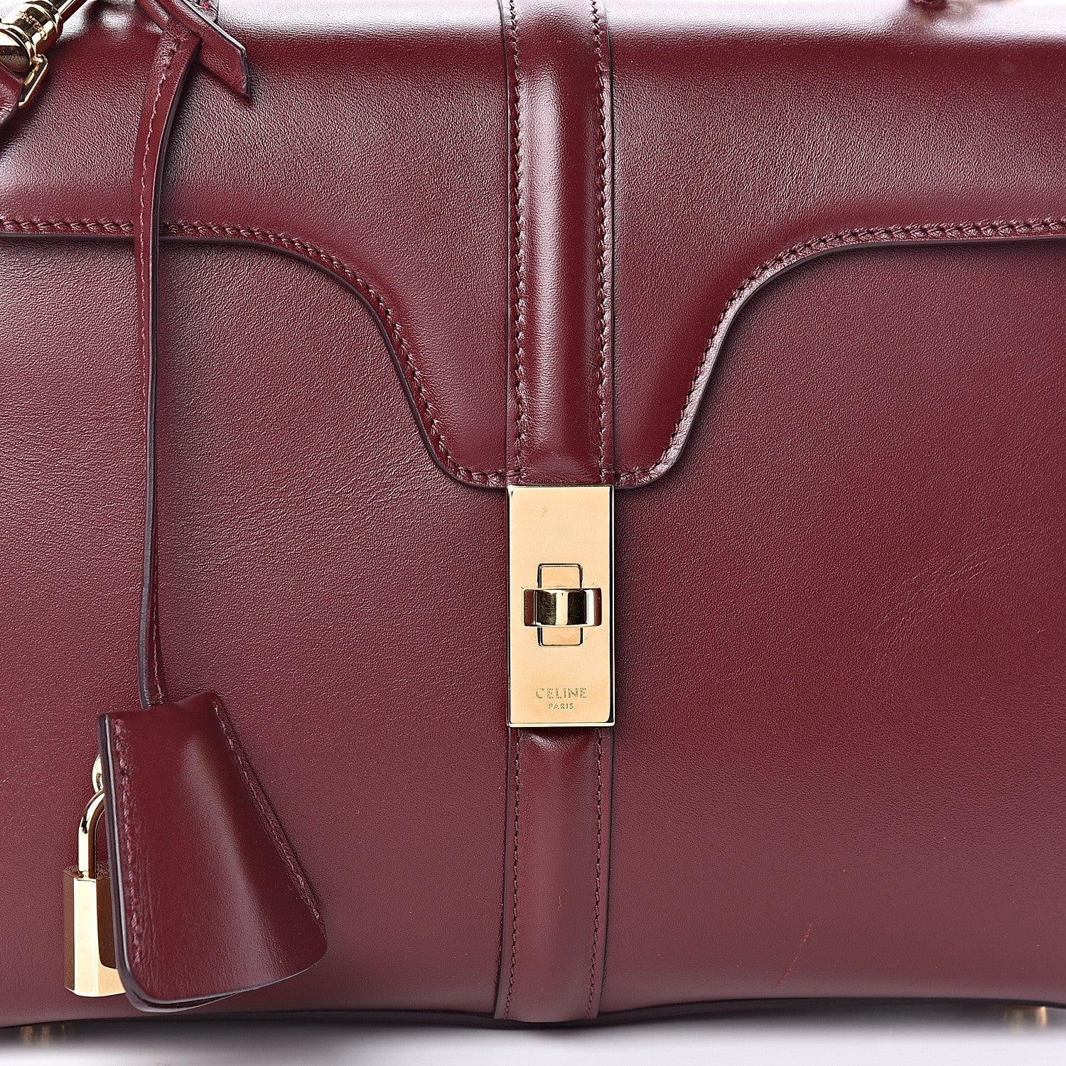 Celine Satinated Calfskin Small 16 Top Handle Bag Light Burgundy 12 of 12