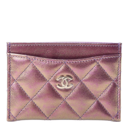 Chanel Iridescent Lambskin Quilted Card Holder Purple 1 of 8