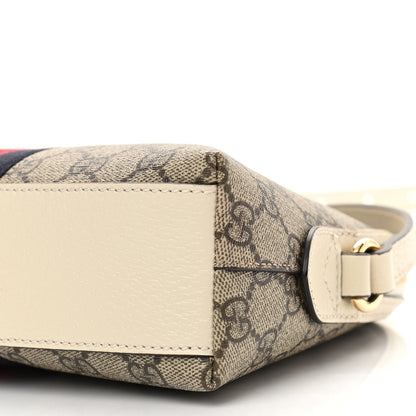 Gucci GG Supreme Monogram Textured Dollar Calfskin Web Small Ophidia Dome Shoulder Bag Beige Ebony Mystic White 10 of 11