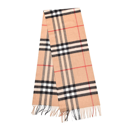 Burberry Cashmere Giant Check Fringe Scarf Camel 3 of 5