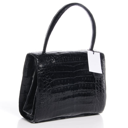 Nancy Gonzalez Shiny Crocodile Top Handle Bag Black 3 of 9