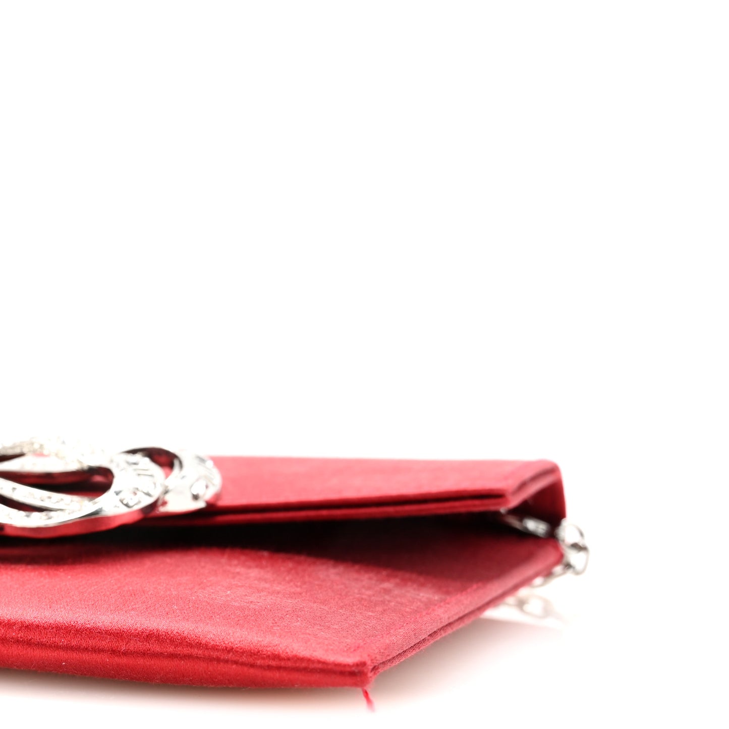 Crystal Satin Bow Clutch Crimson Silver