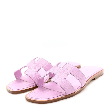 Hermes Matte Crocodile Oran Sandals 37 4 of 10