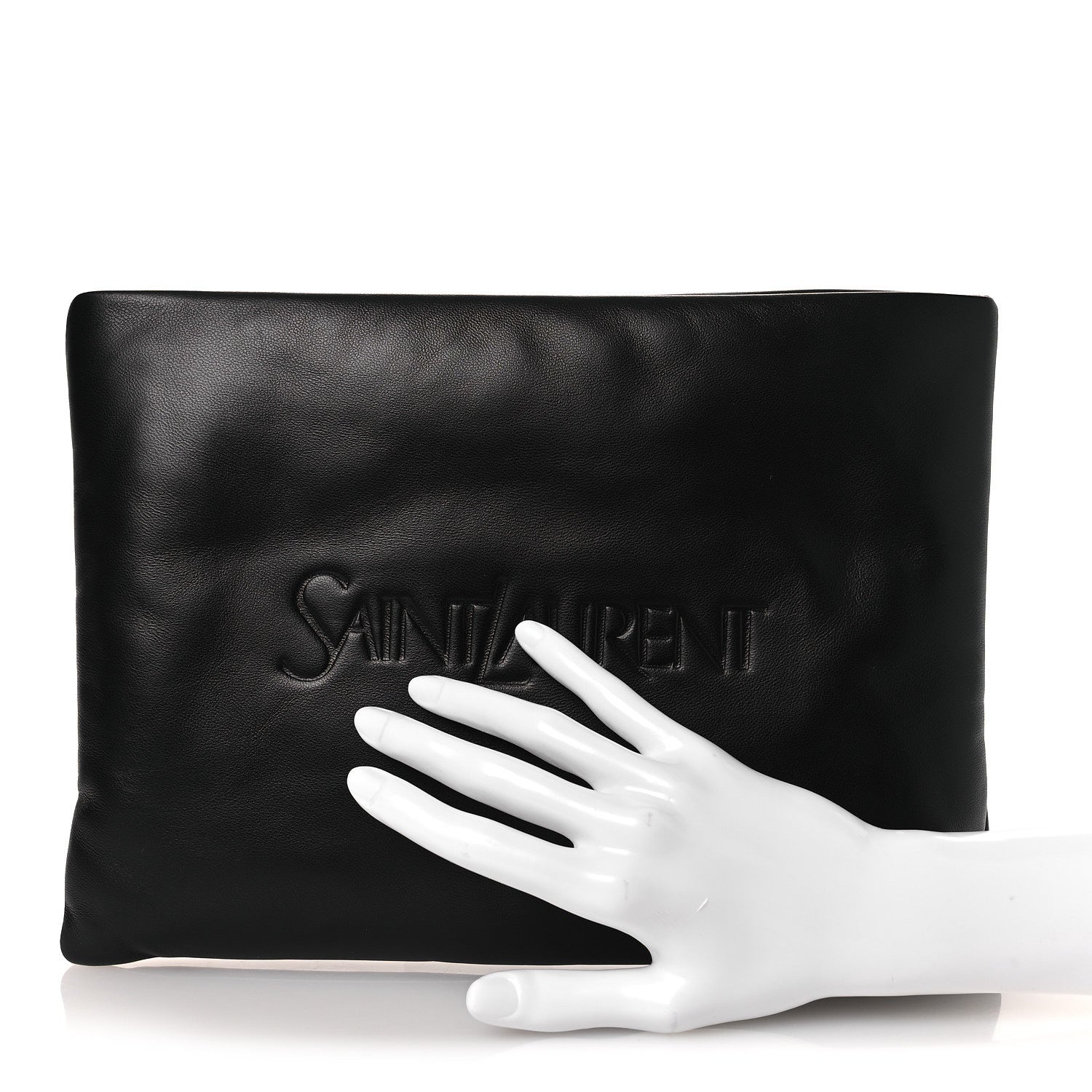 Saint Laurent Lambskin Large Puffy Pouch Black 2 of 12