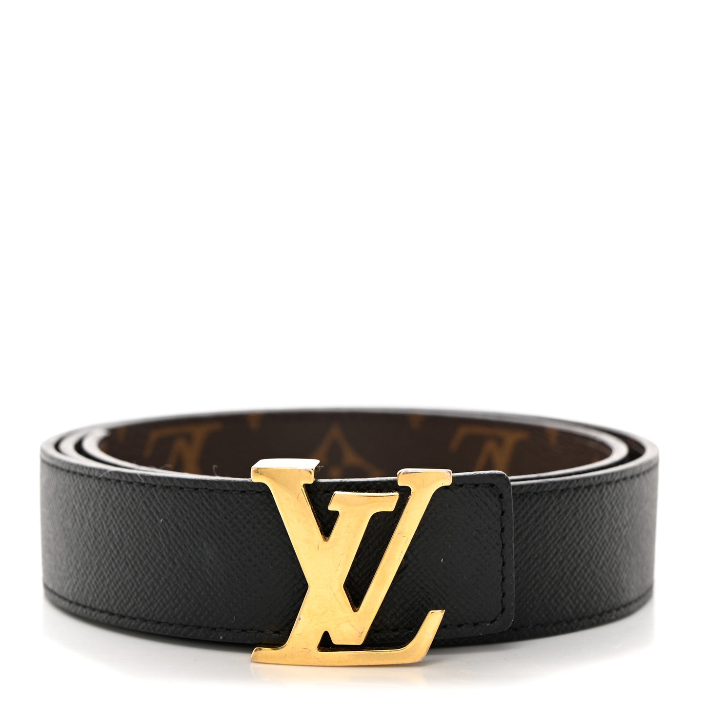 Calfskin Monogram 30mm LV Initiales Reversible Belt 75 30 Black