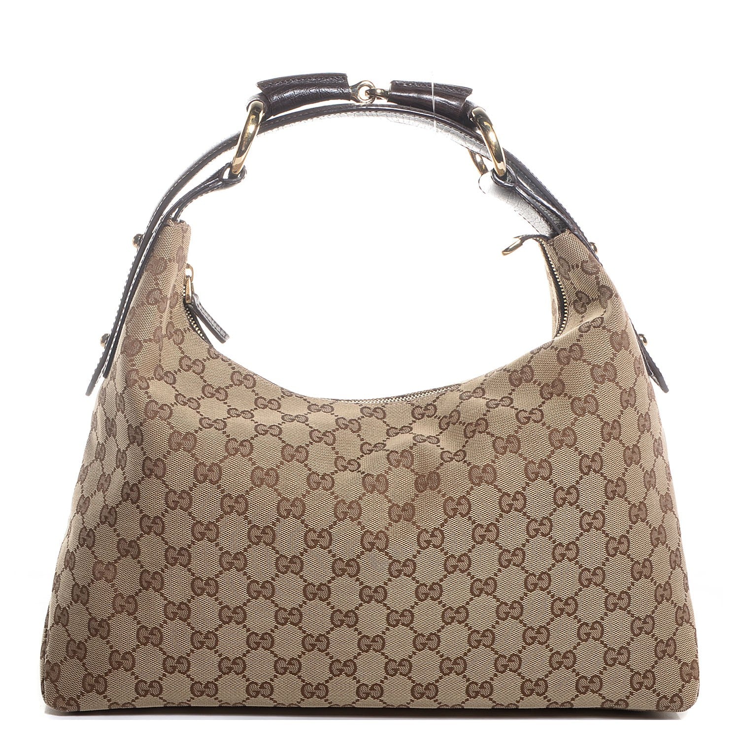 Gucci Monogram Medium Horsebit Chain Hobo Dark Brown 1 of 7