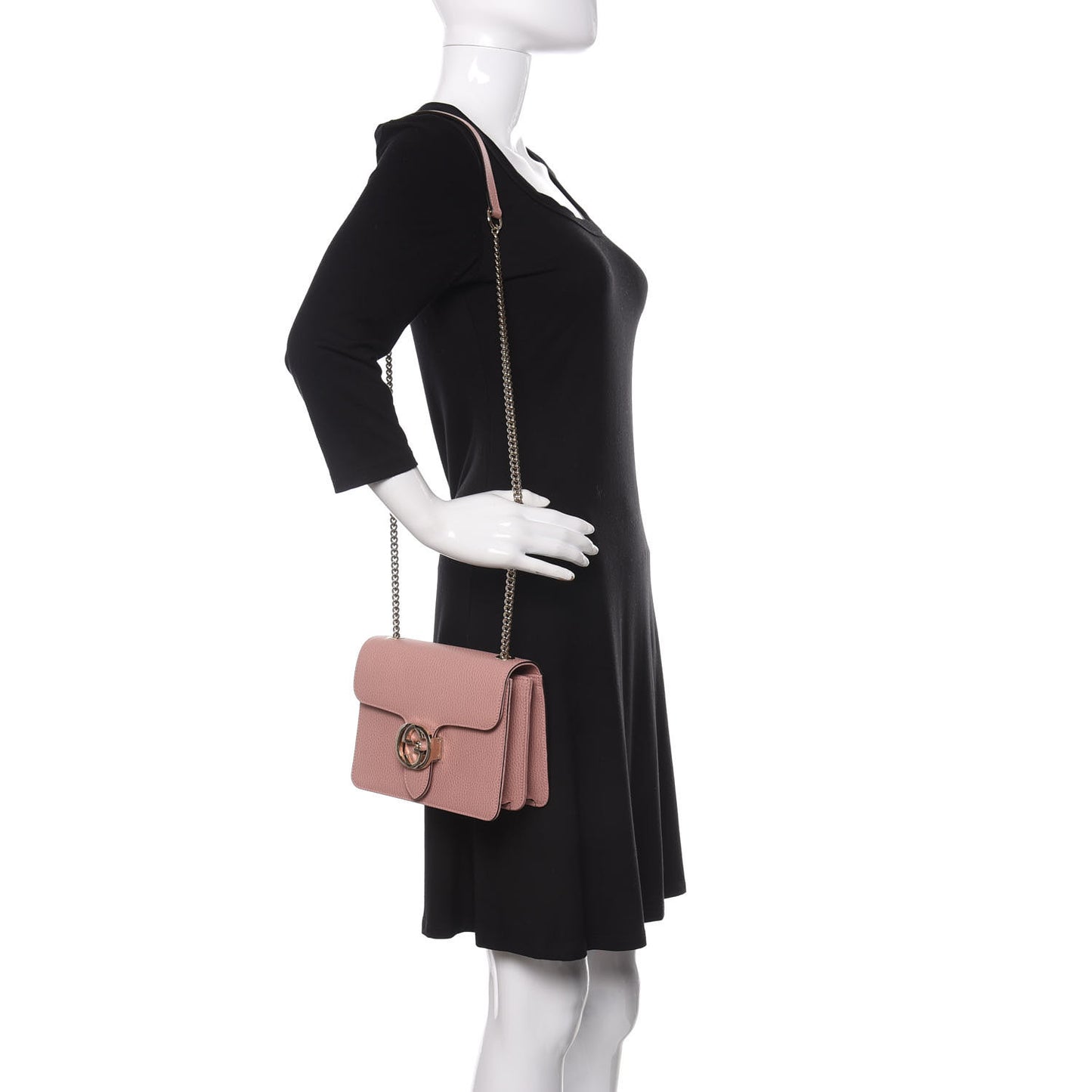 Dollar Calfskin Small Interlocking G Shoulder Bag Soft Pink