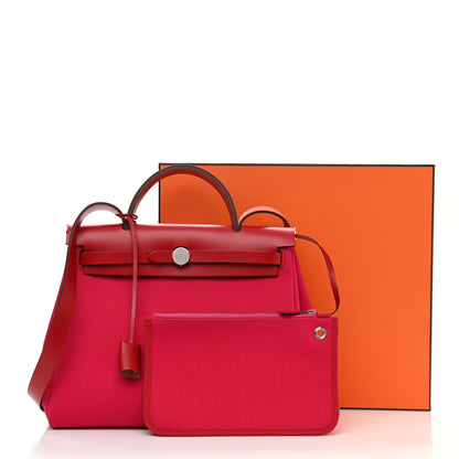 Hermes Military Toile Vache Hunter Herbag Zip PM 31 Rose Mexico Rouge Piment 13 of 13