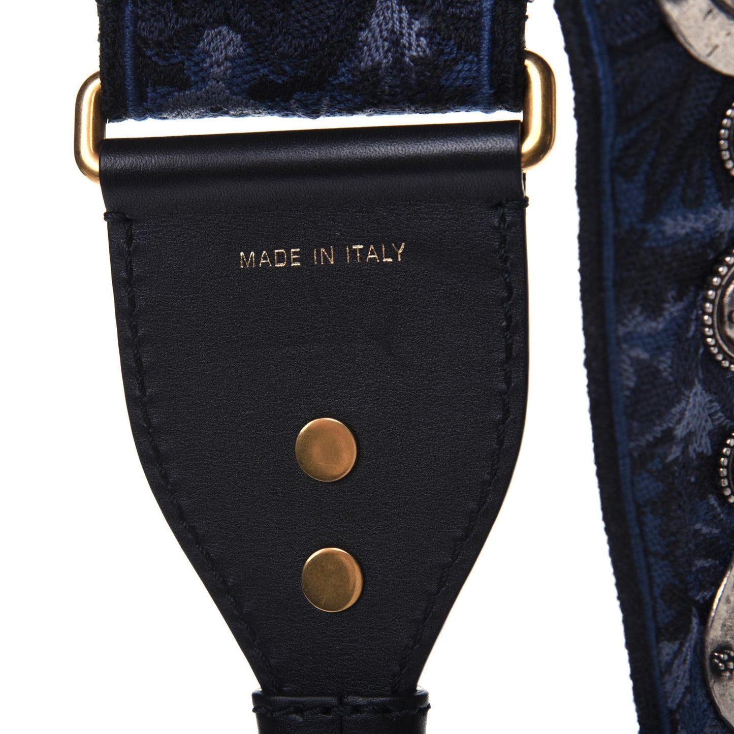 Canvas Embroidered Studded KaleiDiorscopic Adjustable Shoulder Strap Blue