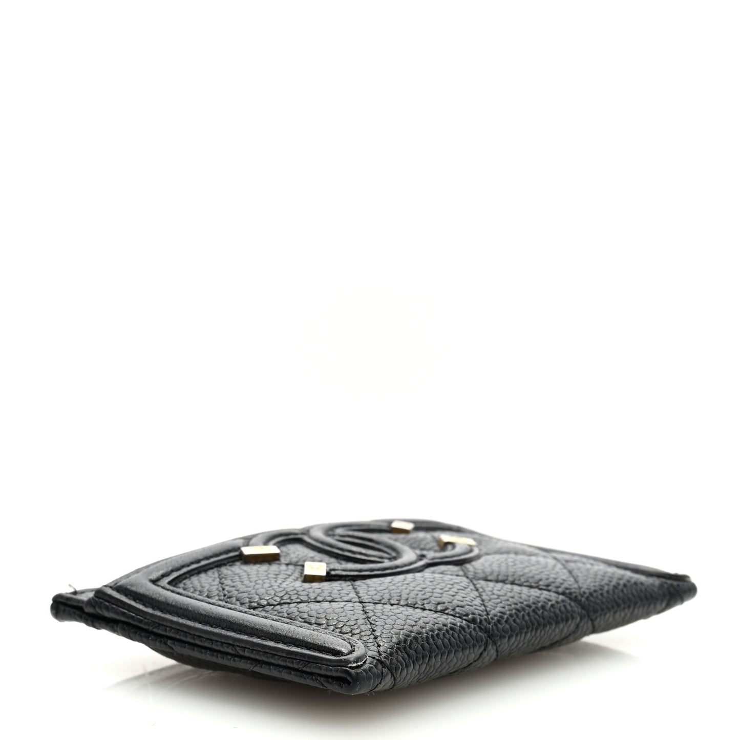 Caviar Quilted Filigree Card Holder Black