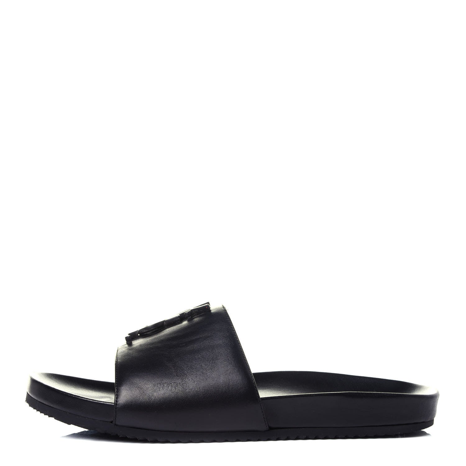 Saint Laurent Lambskin Joan Slide Sandals 39.5 Black 1 of 11