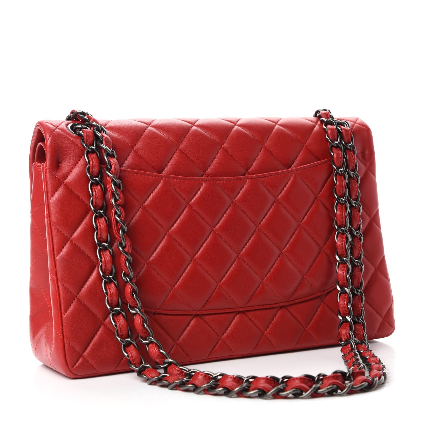 Lambskin Quilted Jumbo Double Flap Red