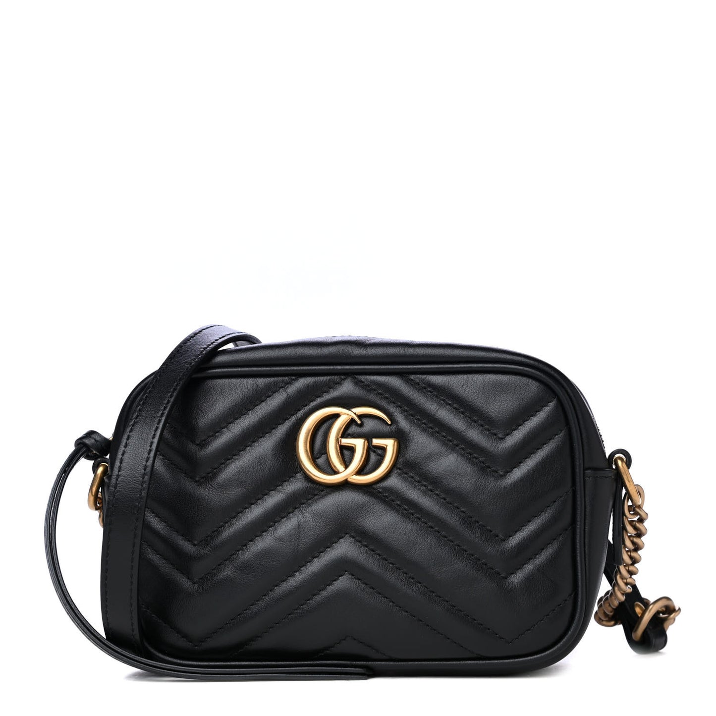 Calfskin Matelasse Mini GG Marmont Chain Shoulder Bag Black