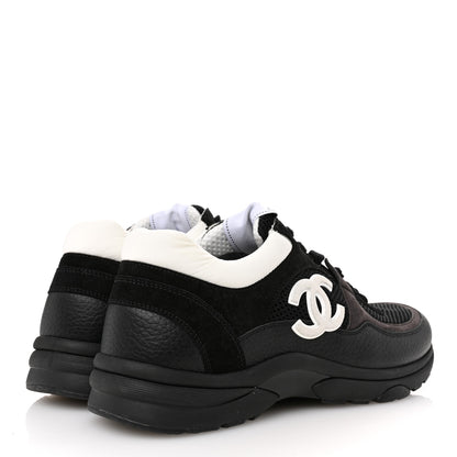 Chanel Mesh Suede Grained Calfskin Womens CC Sneakers 41 Black White 5 of 8