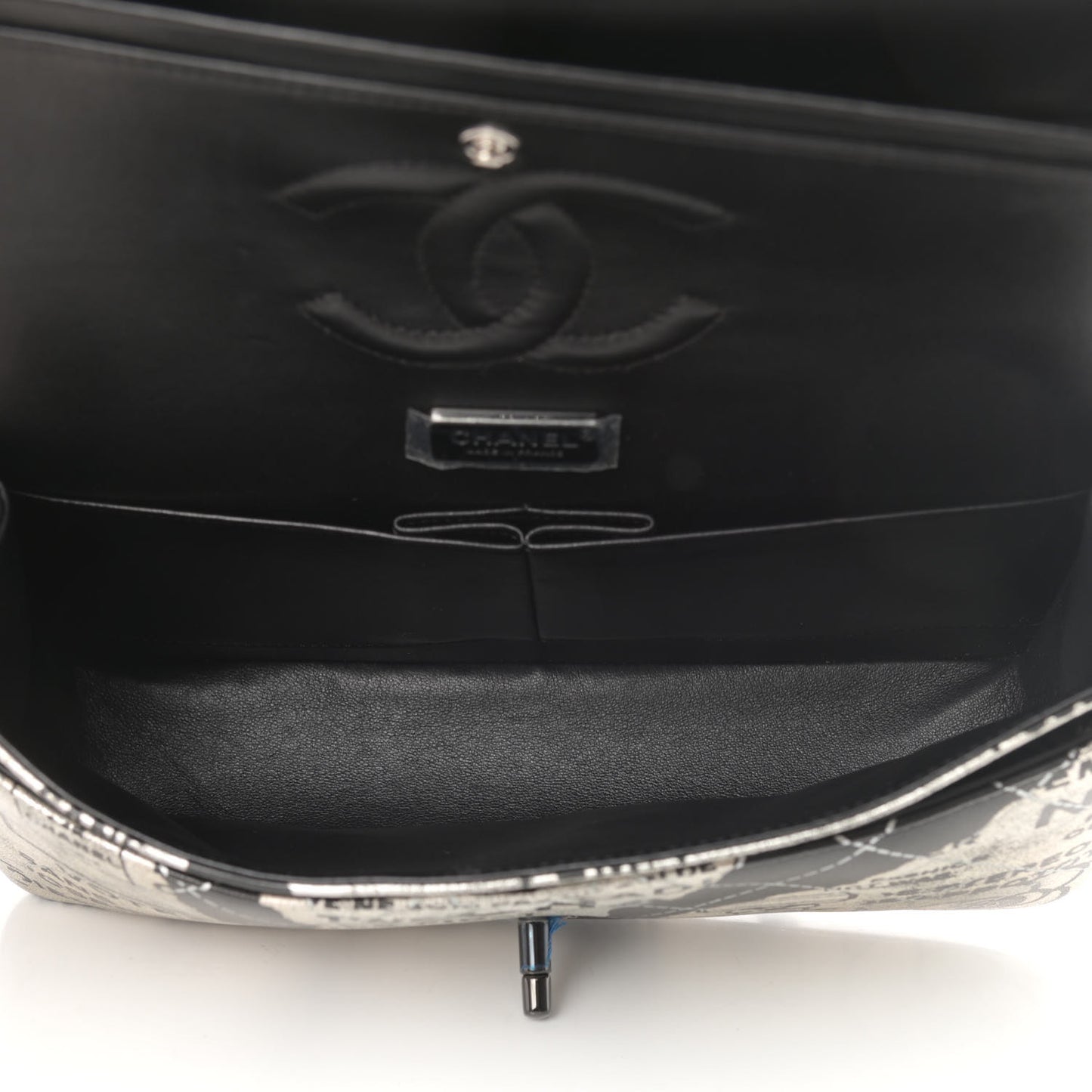 Lambskin Hand Painted Medium Double Flap Black