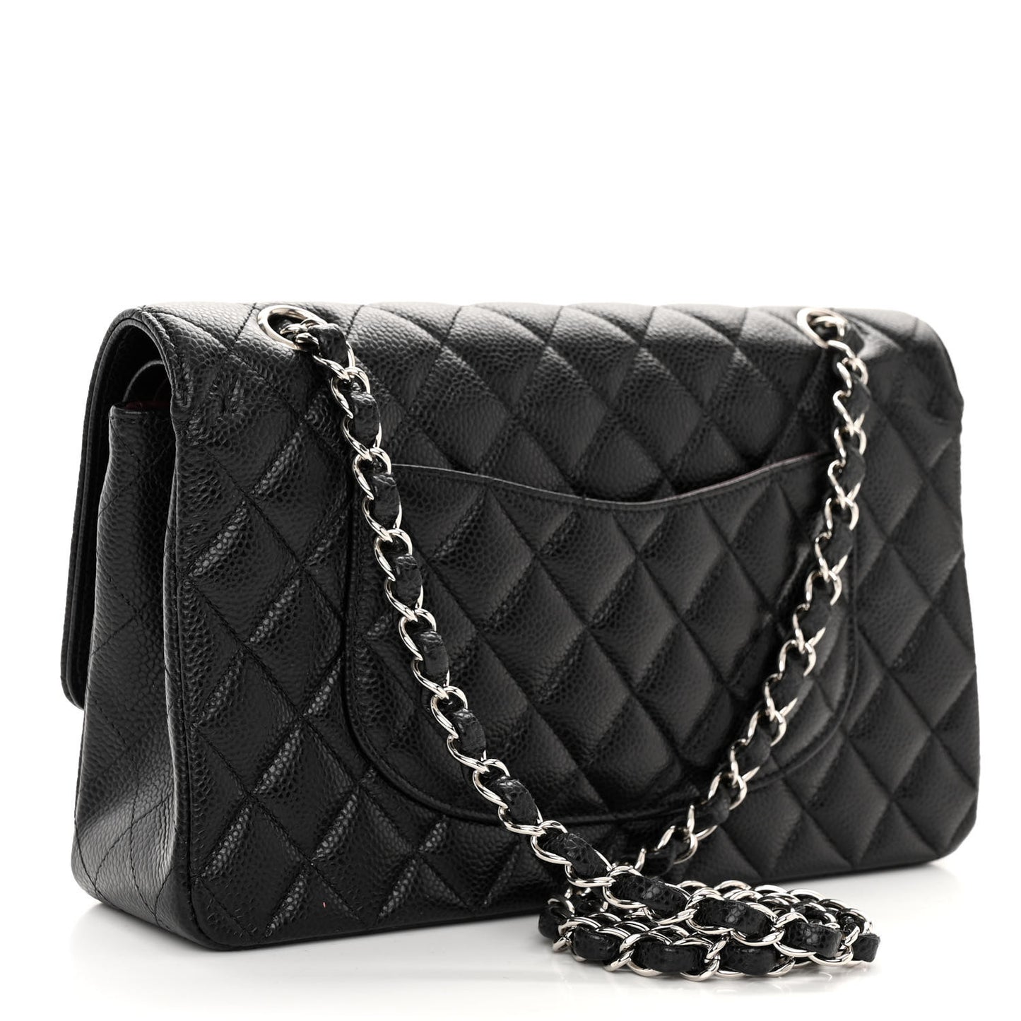 Caviar Quilted Medium Double Flap Black