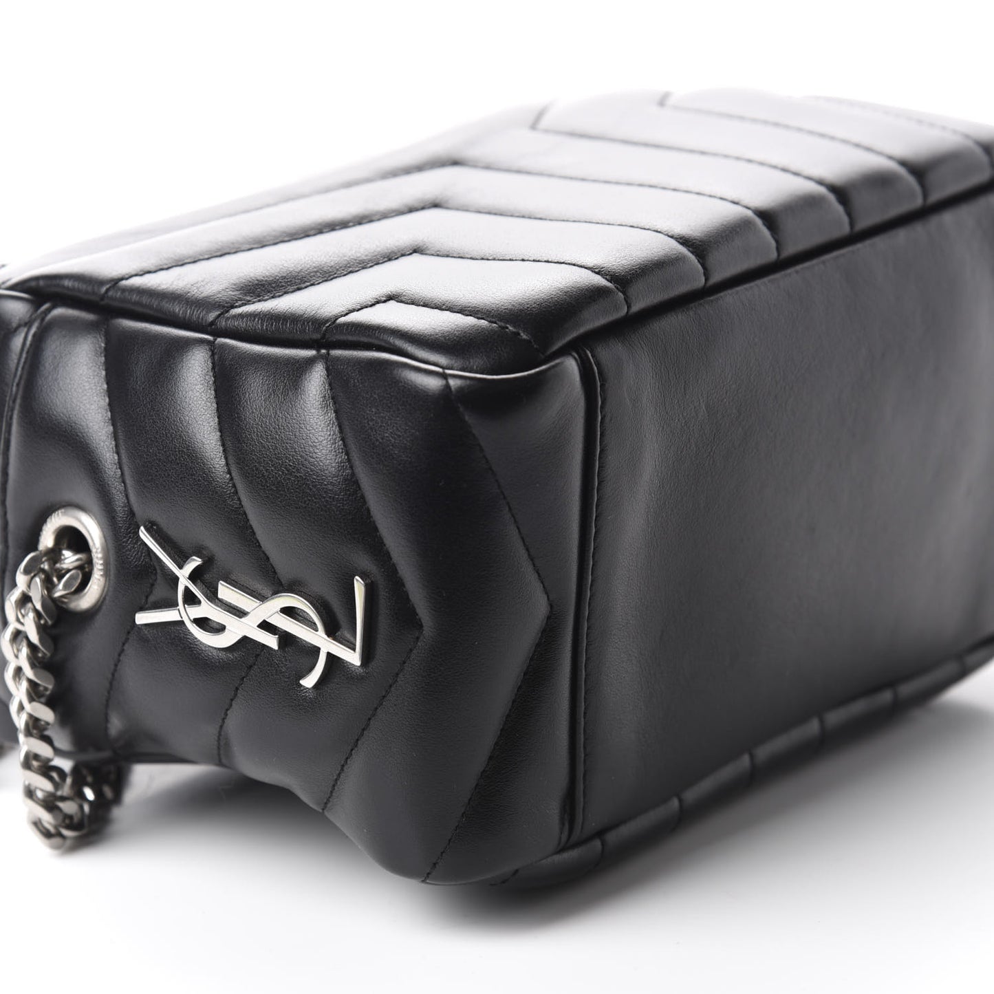 Calfskin Y Quilted Monogram Small Loulou Bowling Bag Black