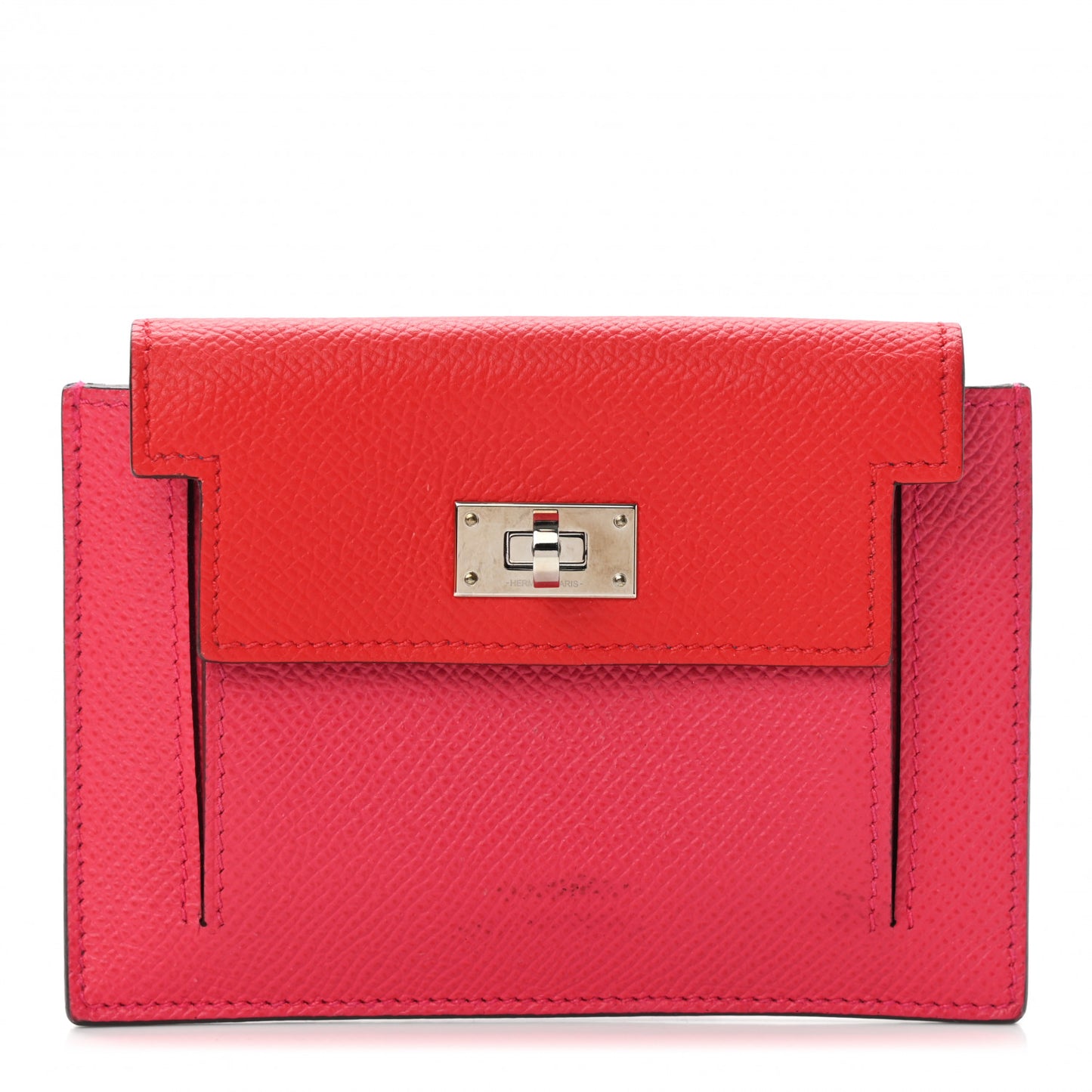 Epsom Tri-Color Kelly Pocket Compact Wallet Rouge Coeur Rose Extreme Bleu Zanzibar