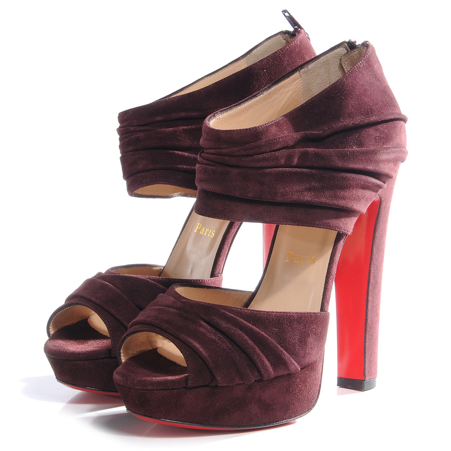 Christian Louboutin Velours Applique 140 Platform Heels Plum 39 3 of 7