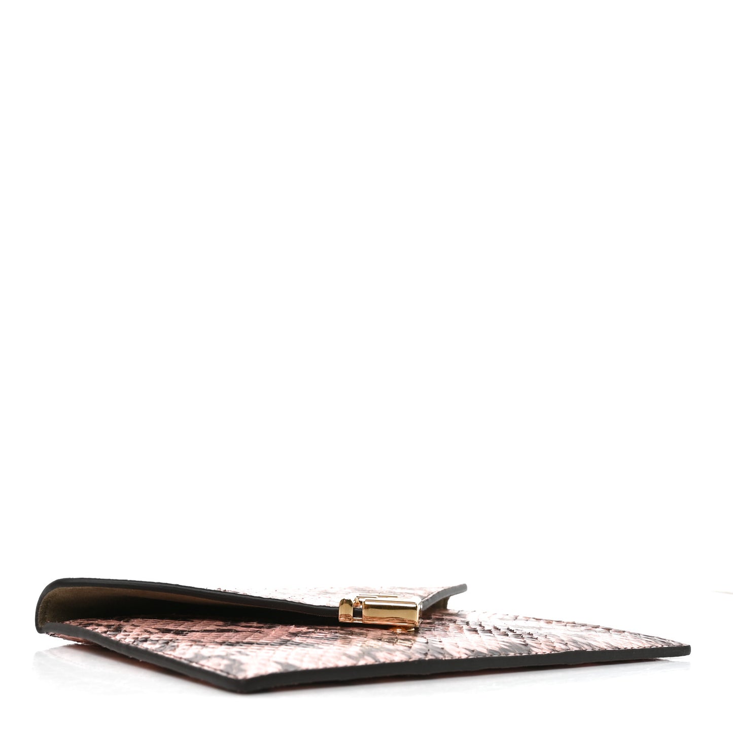 Snakeskin F is Fendi Medium Flat Envelope Pouch Rose Oro