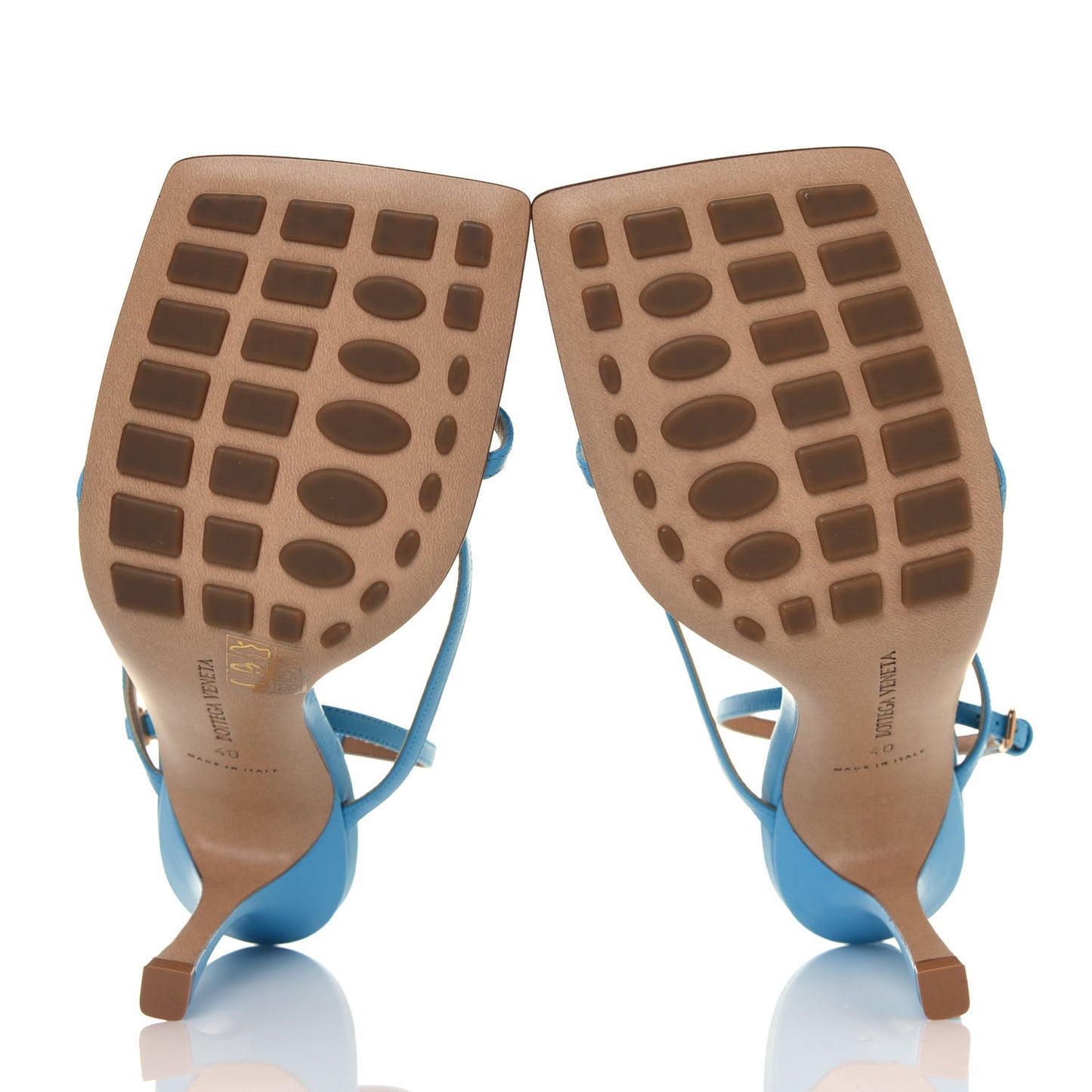 Lambskin Stretch Multi Strap 90mm Sandals 40 Sky Blue