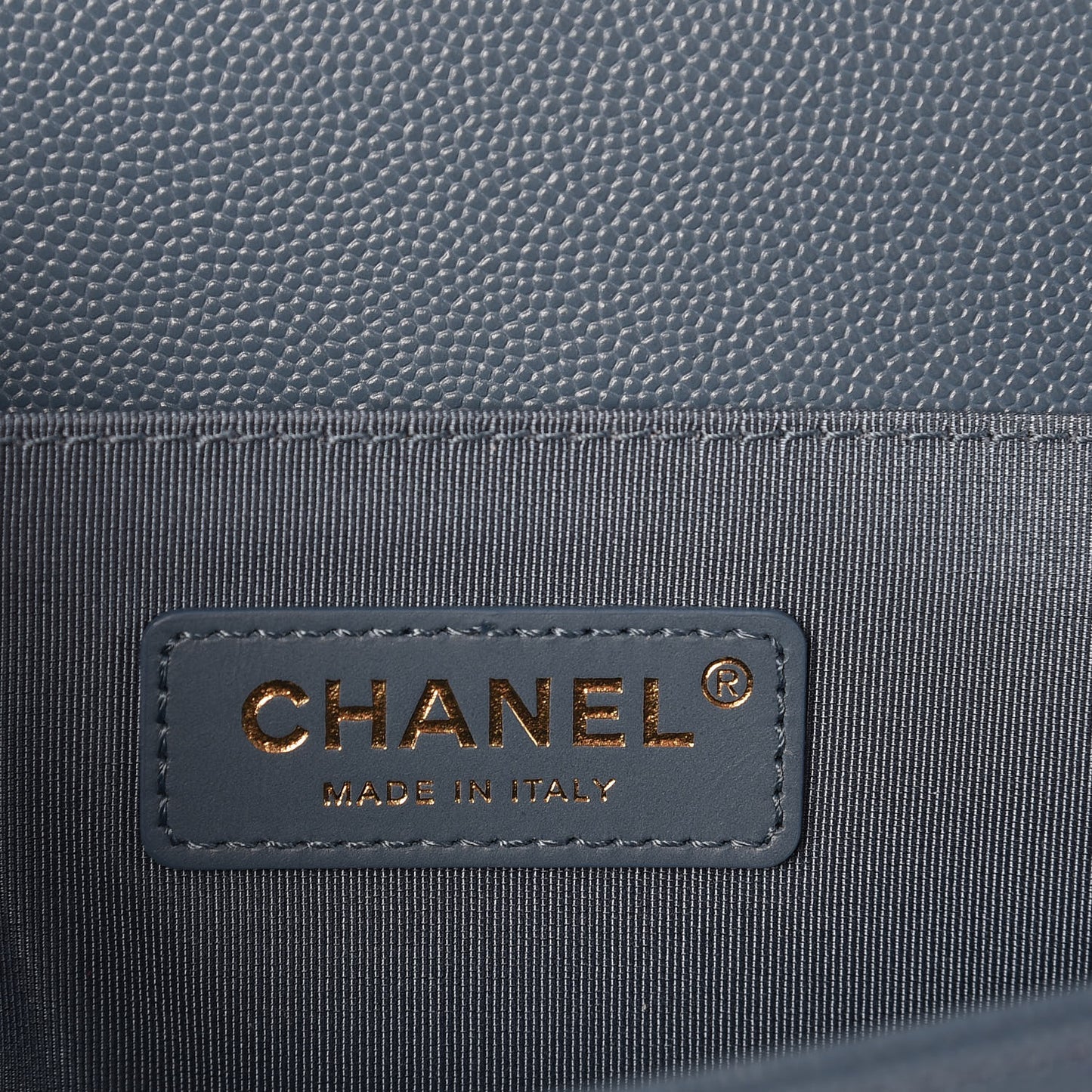 Caviar Chevron Quilted Medium Boy Flap Blue