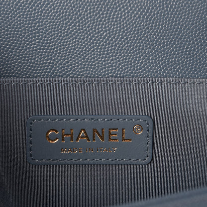 Chanel Caviar Chevron Quilted Medium Boy Flap Blue 6 of 9
