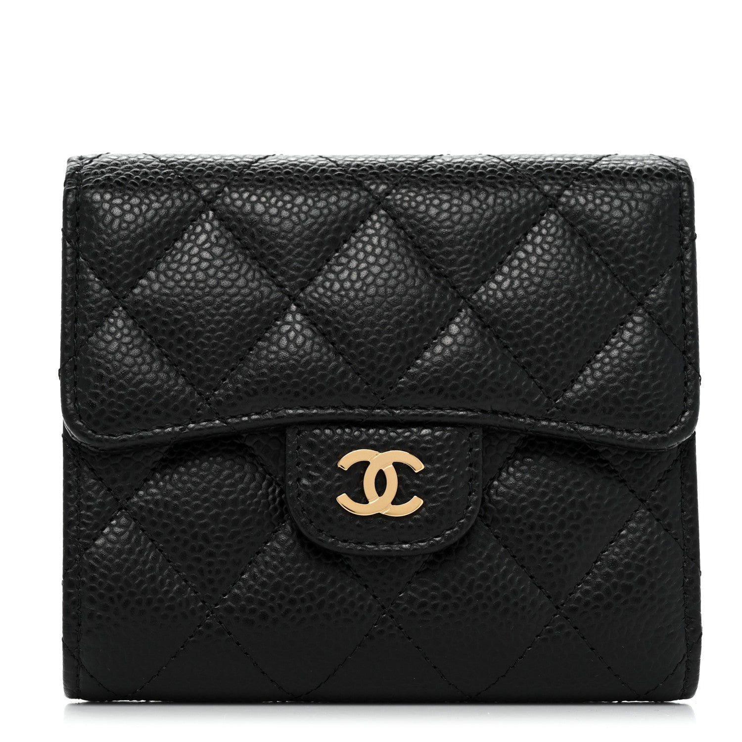 Chanel Caviar Quilted Compact Flap Wallet Black 1 of 8
